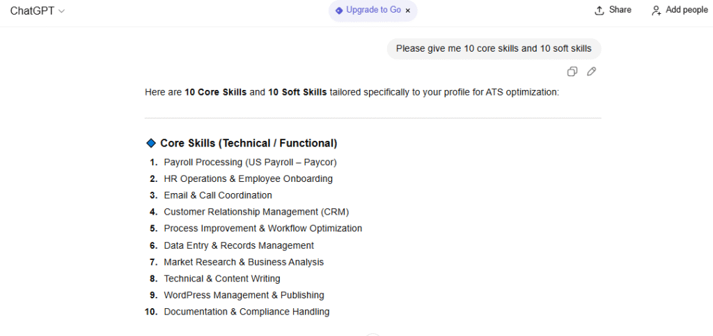 ATS-Friendly Resume/ CV Templates: How to Make an ATS-Friendly Resume with ChatGPT and Get a 90+ Score core skills chatgpt