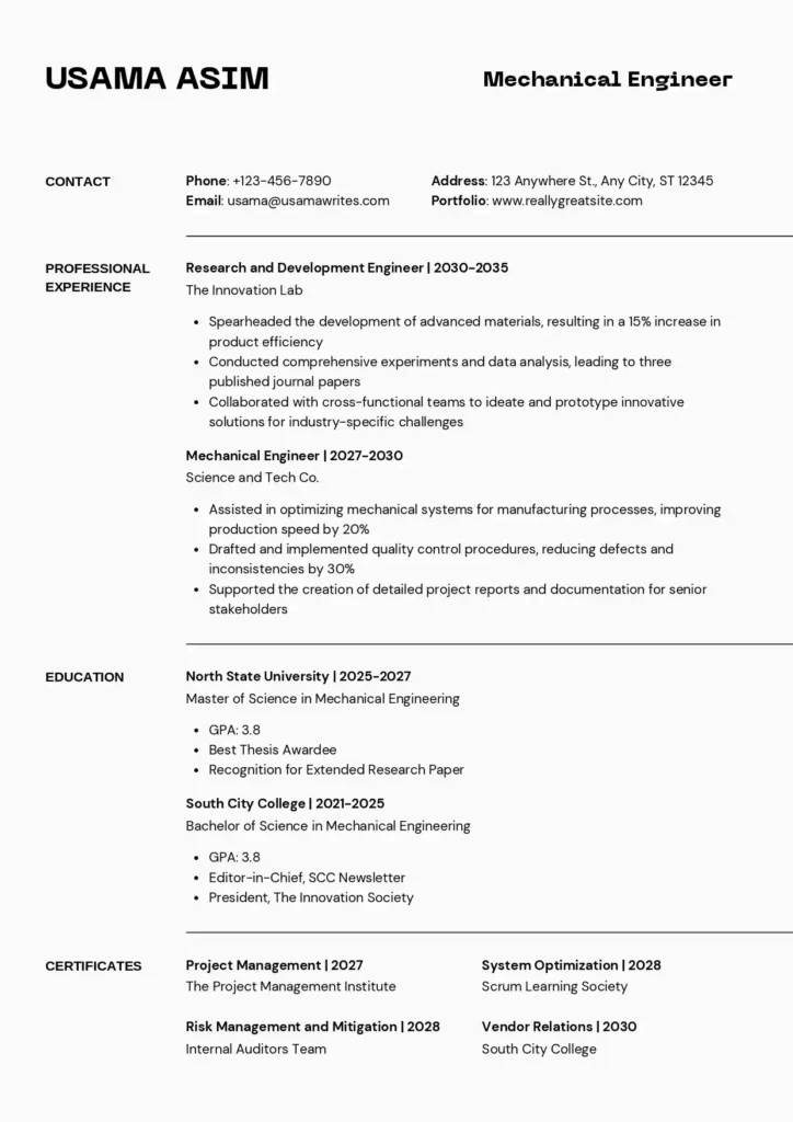 ATS-Friendly Resume/ CV Templates: How to Make an ATS-Friendly Resume with ChatGPT and Get a 90+ Score Template for Mechanical Engineering Resume