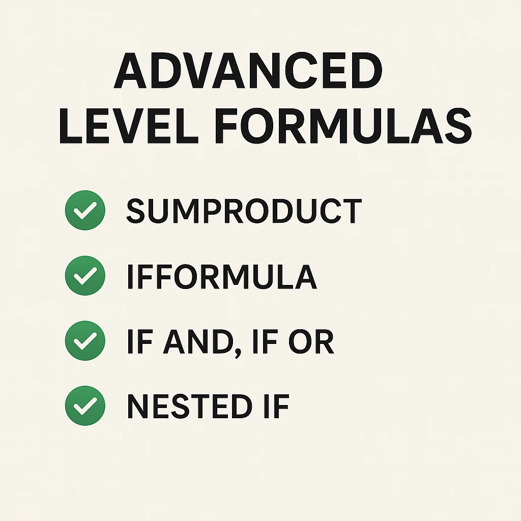 advanced excel formulas list