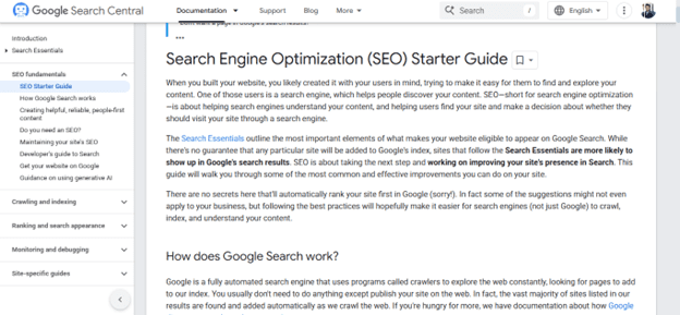 google guidelines for seo