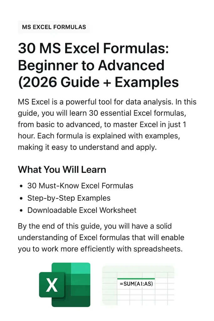 introduction to ms excel formulas 