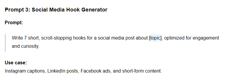 Copywriting AI: Best Free Tools, Prompts & Income Ideas social media hook generator